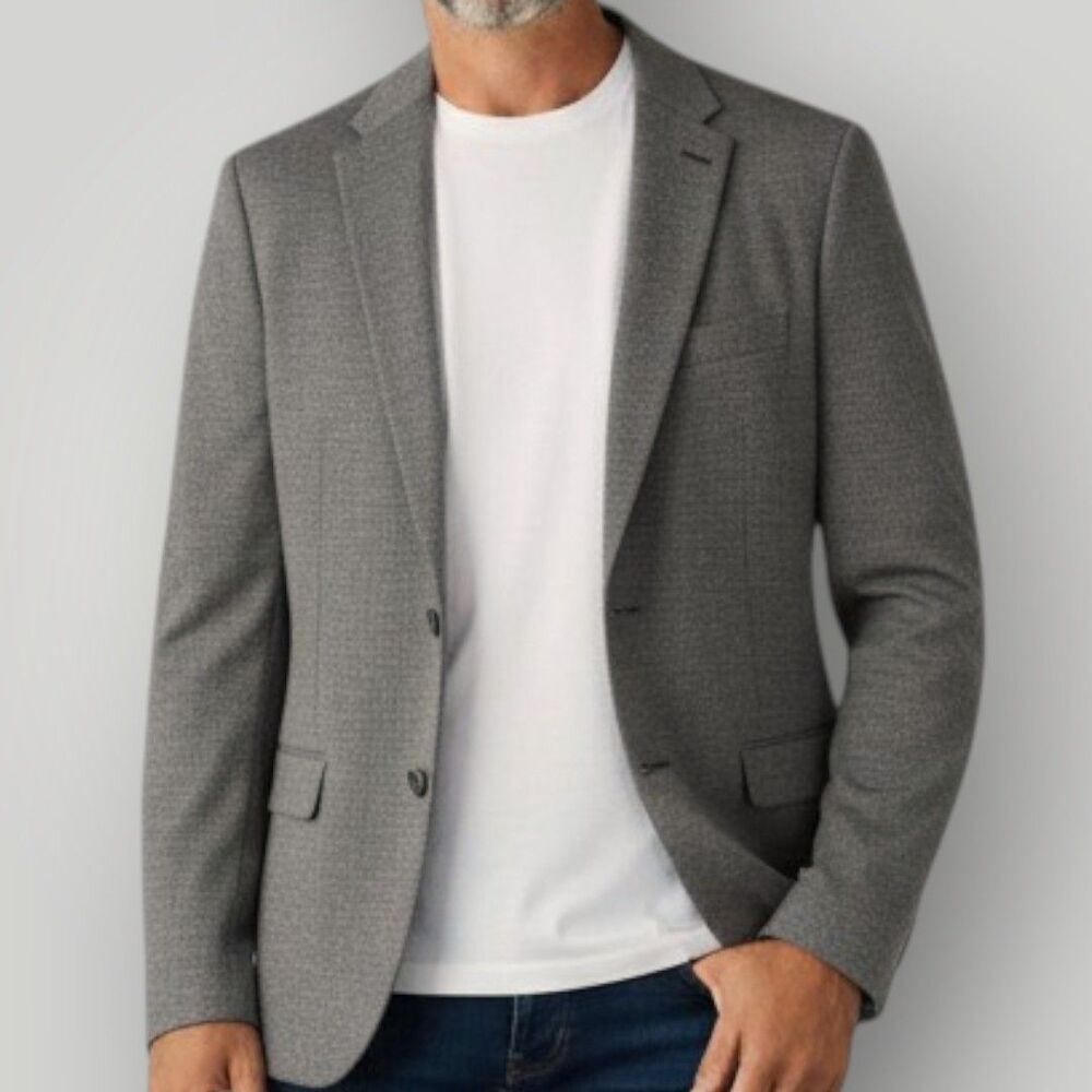 TOMMY HILFIGER Mens Blazer Sport Coat 2-Button Suit Jacket 40R Gray WOOL Blend